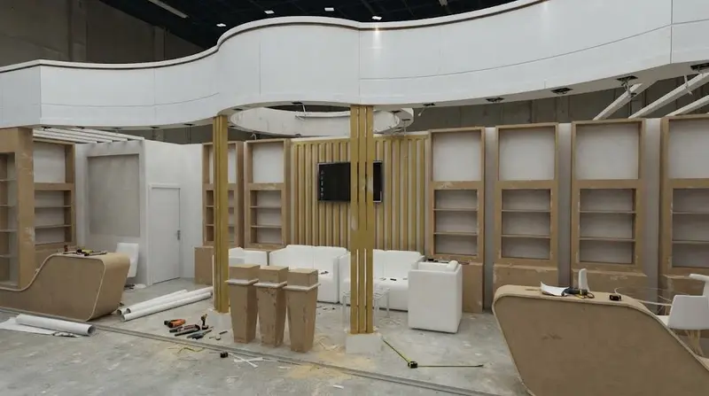 Ahmed Almaghribi Perfumes stall under fabrication, before completion