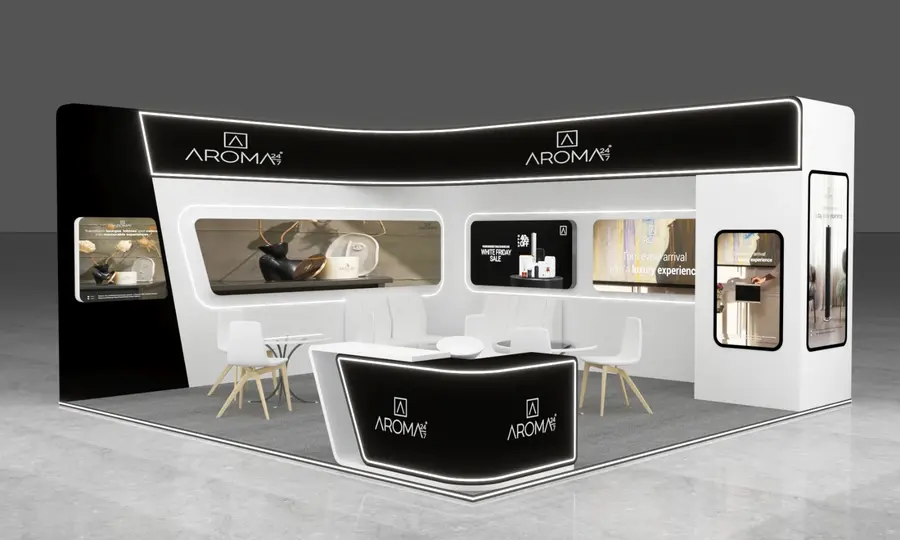 Exhibition stall designed and fabricated by Expo Stalls Fabrication